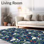 White Birds Red Berry Evergreen Trail Rug