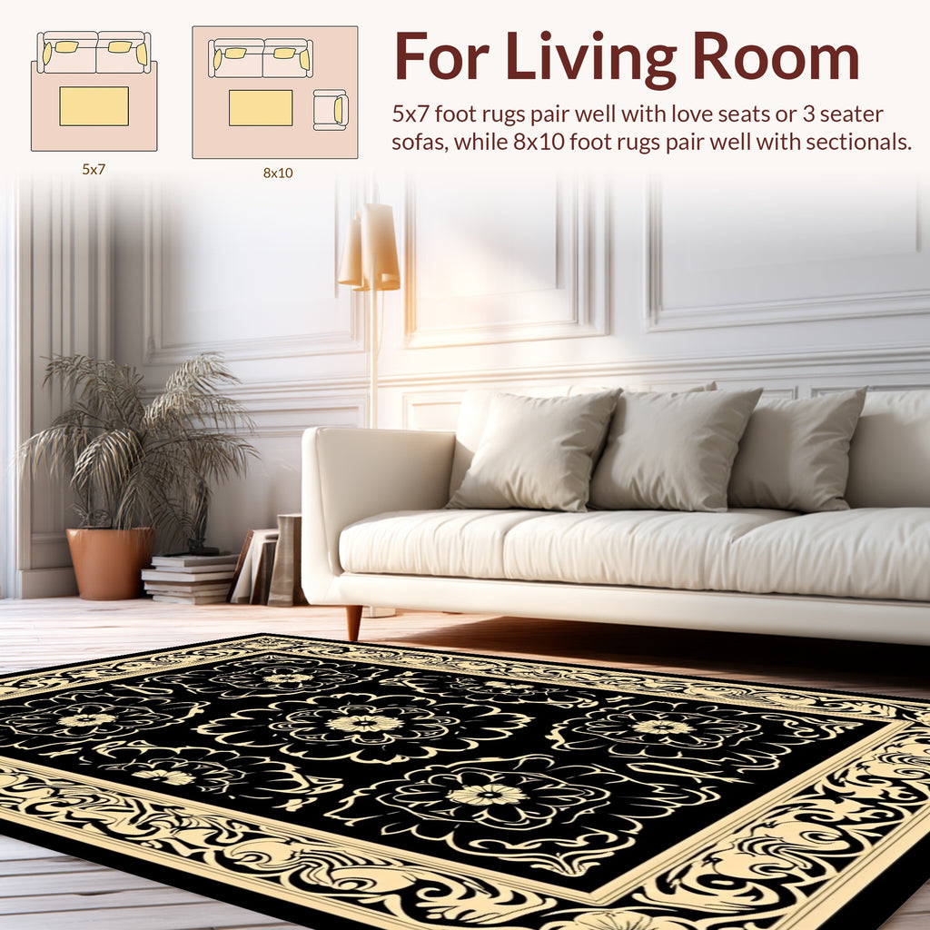 Art Nouveau Floral and Scrollwork Rug