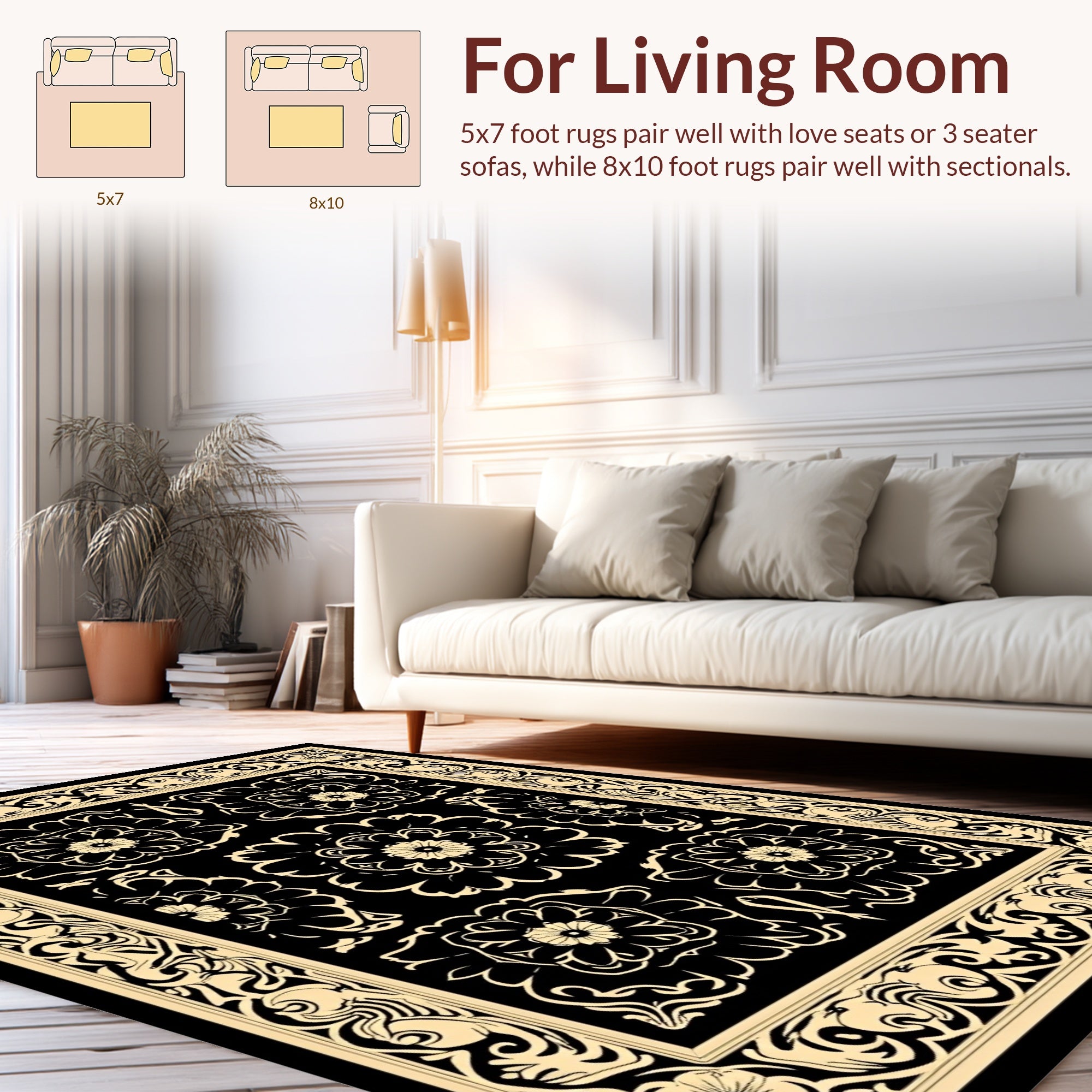 Art Nouveau Floral and Scrollwork Rug