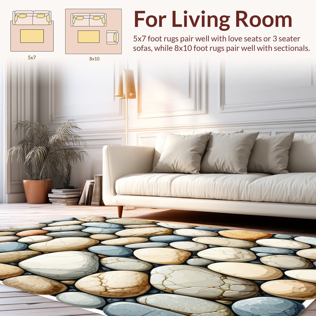 Textured Pebble Cluster Pattern Rug