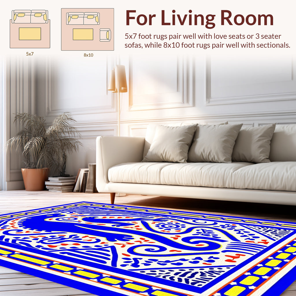 Blue Beast Bird Bold Design Rug