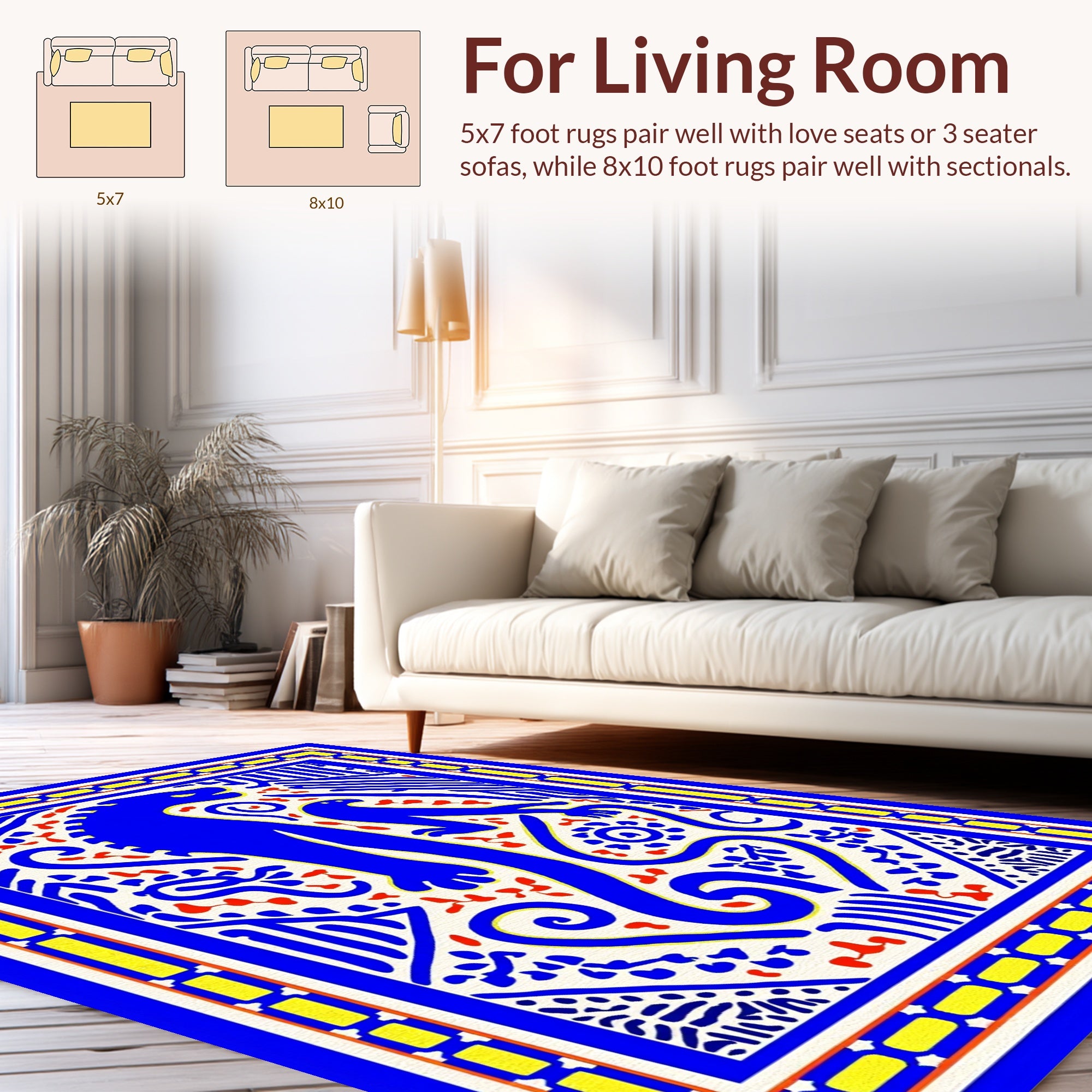Blue Beast Bird Bold Design Rug