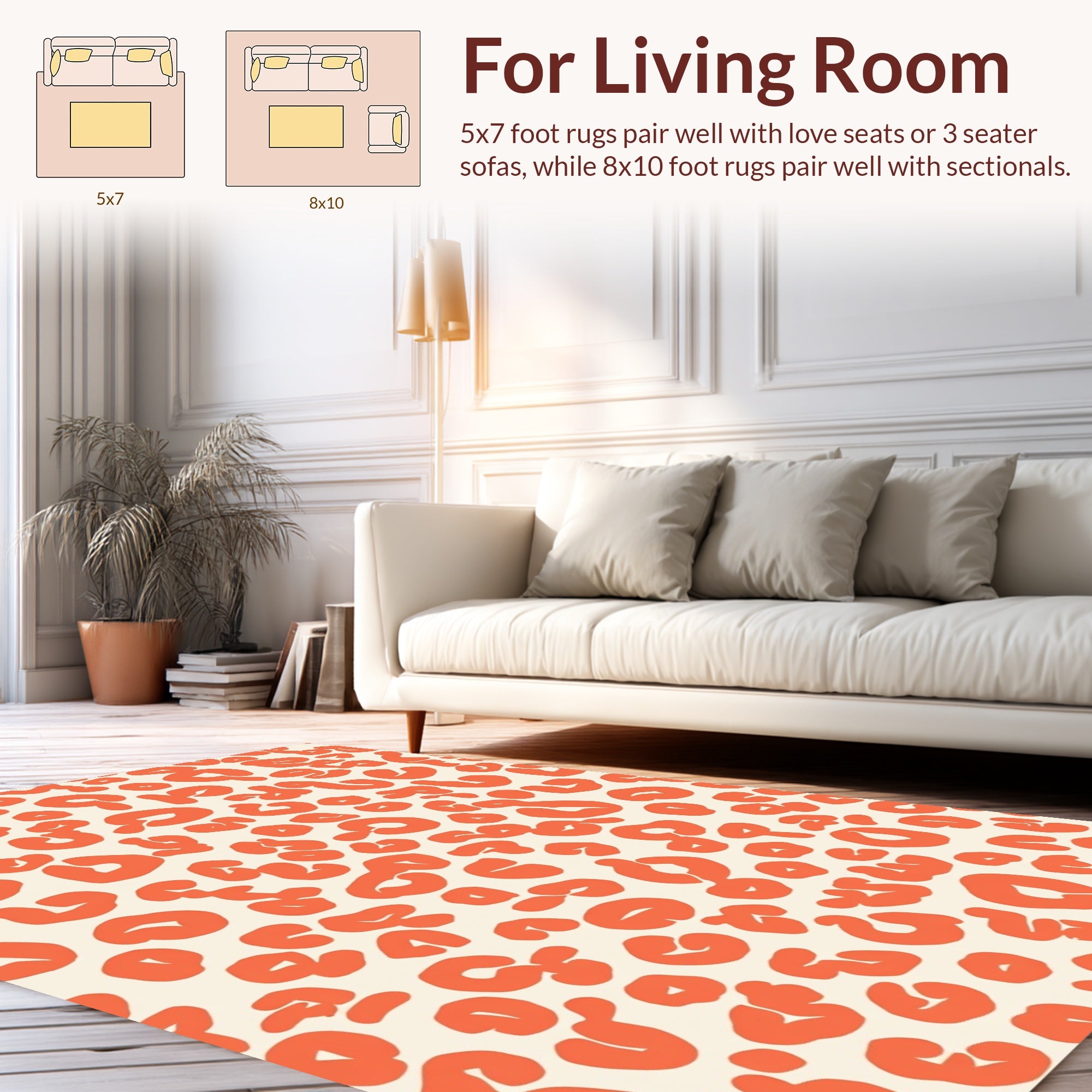 Bold Orange Animal Print Rug