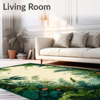 Lush Jungle Scene Tropical Woodland Design Rug