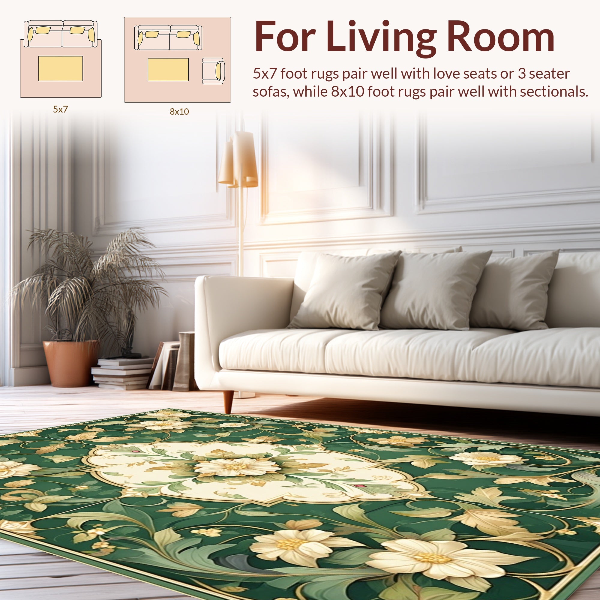 Ornate Floral Vine Pattern Rug
