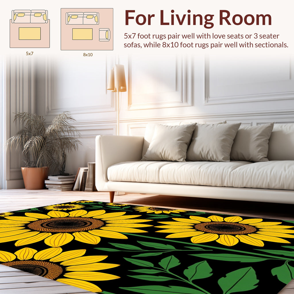 Bold Sunflower Pattern Print Rug