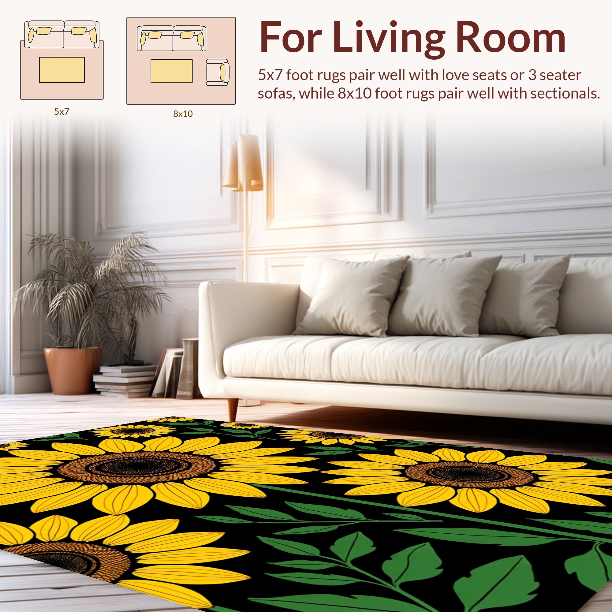 Bold Sunflower Pattern Print Rug