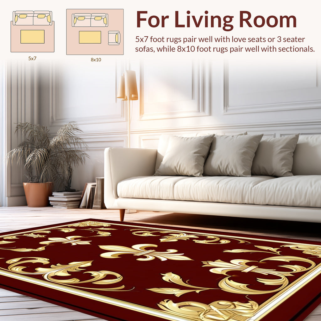 Regal Gold Fleur-de-Lis Pattern Rug