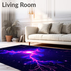 Cosmic Pink Lightning Starry Night Rug