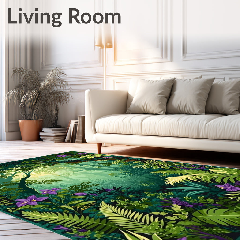 Lush Forest Purple Floral Pattern Rug