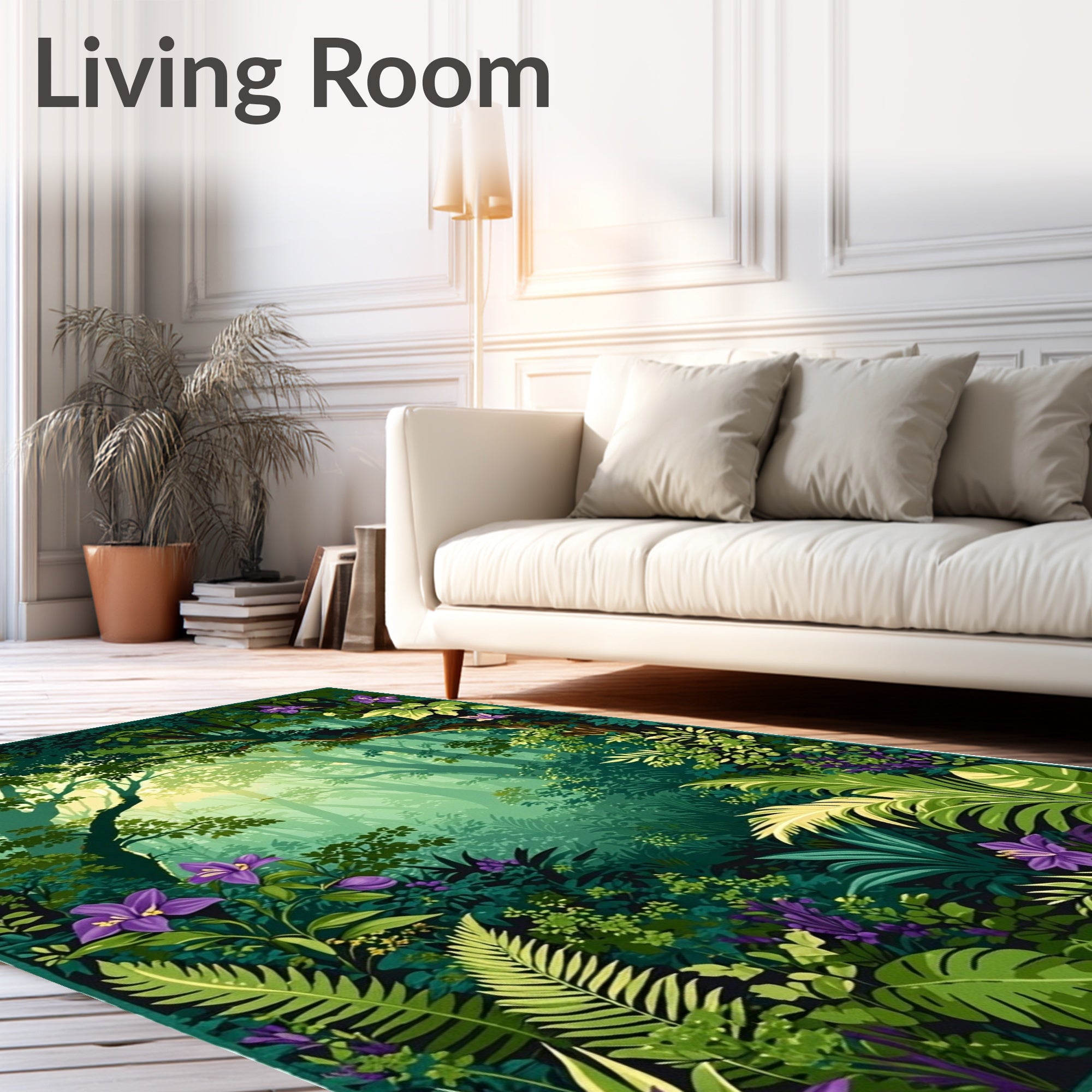 Lush Forest Purple Floral Pattern Rug
