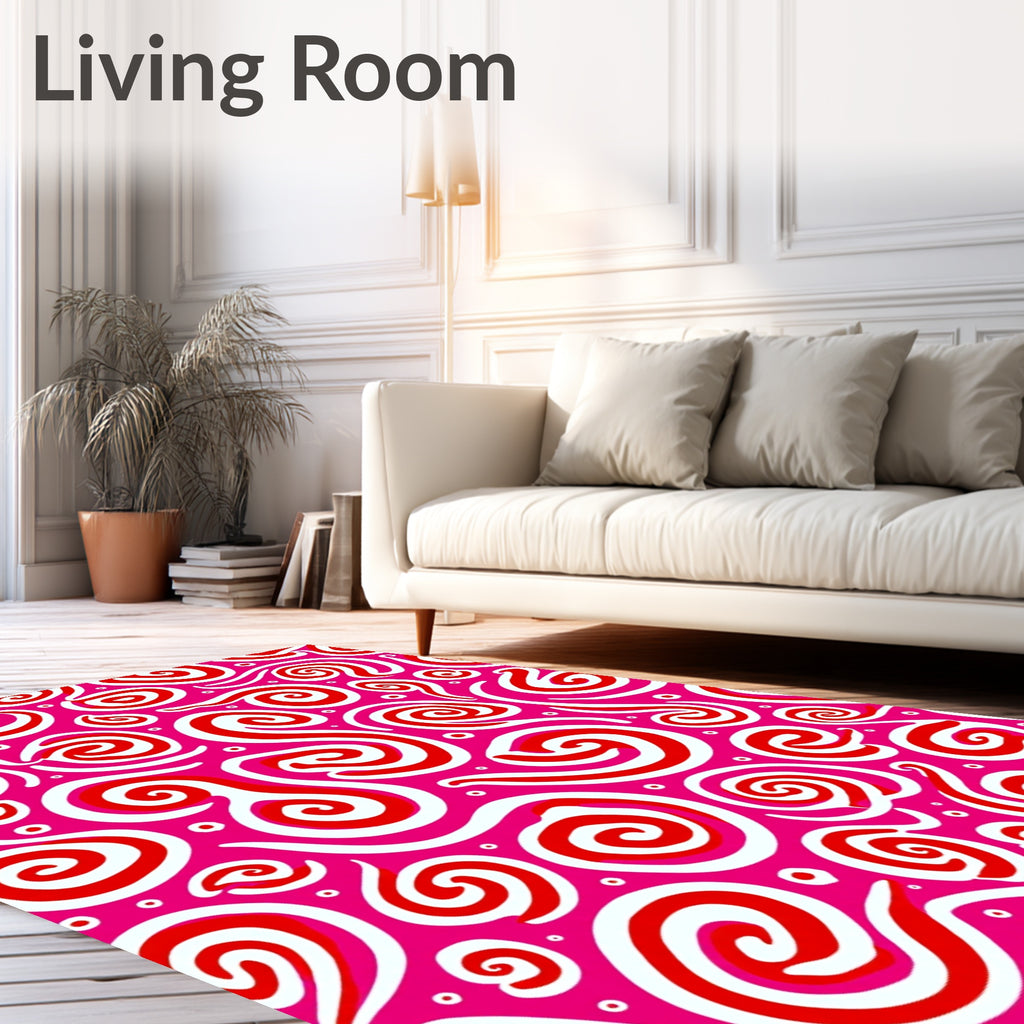 Vibrant Pink Swirls and Dots Rug