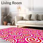 Vibrant Pink Swirls and Dots Rug
