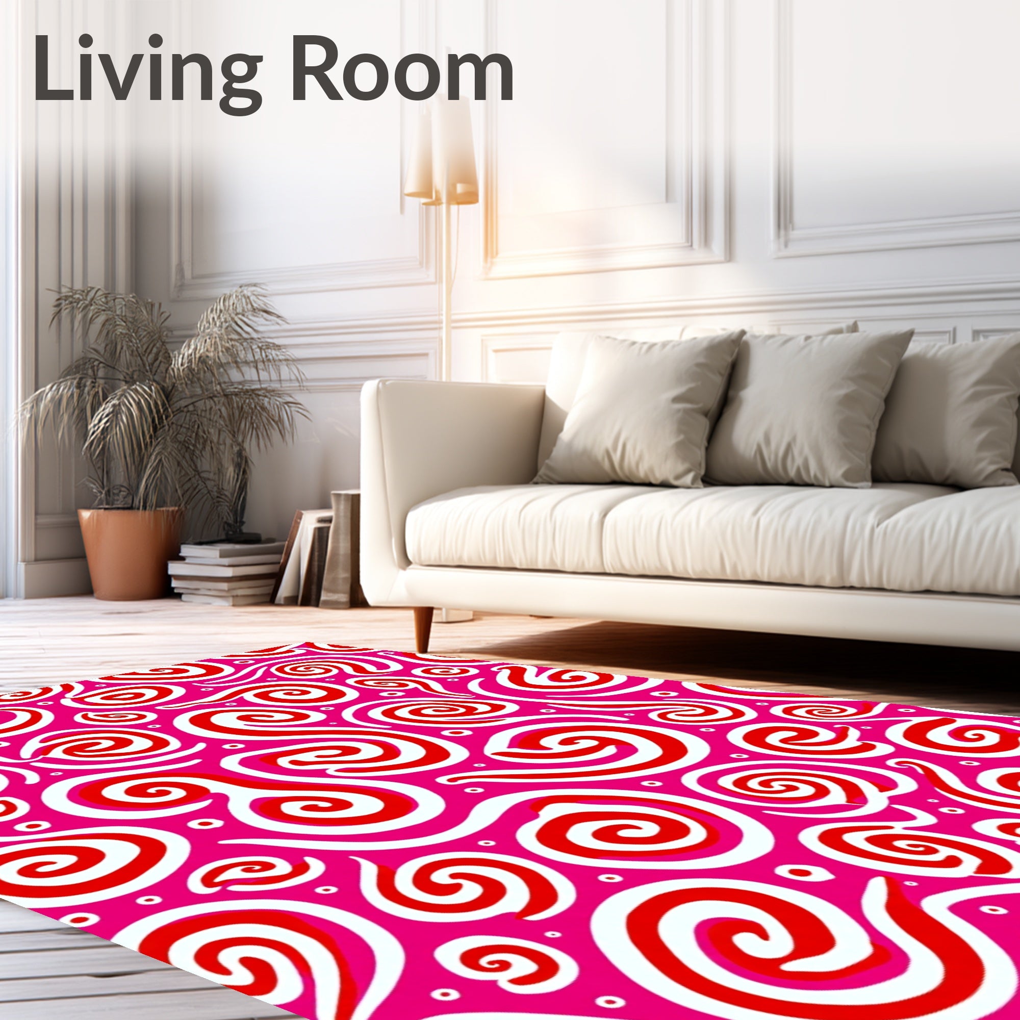 Vibrant Pink Swirls and Dots Rug