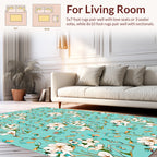 Aqua Floral Sketch Pattern Rug