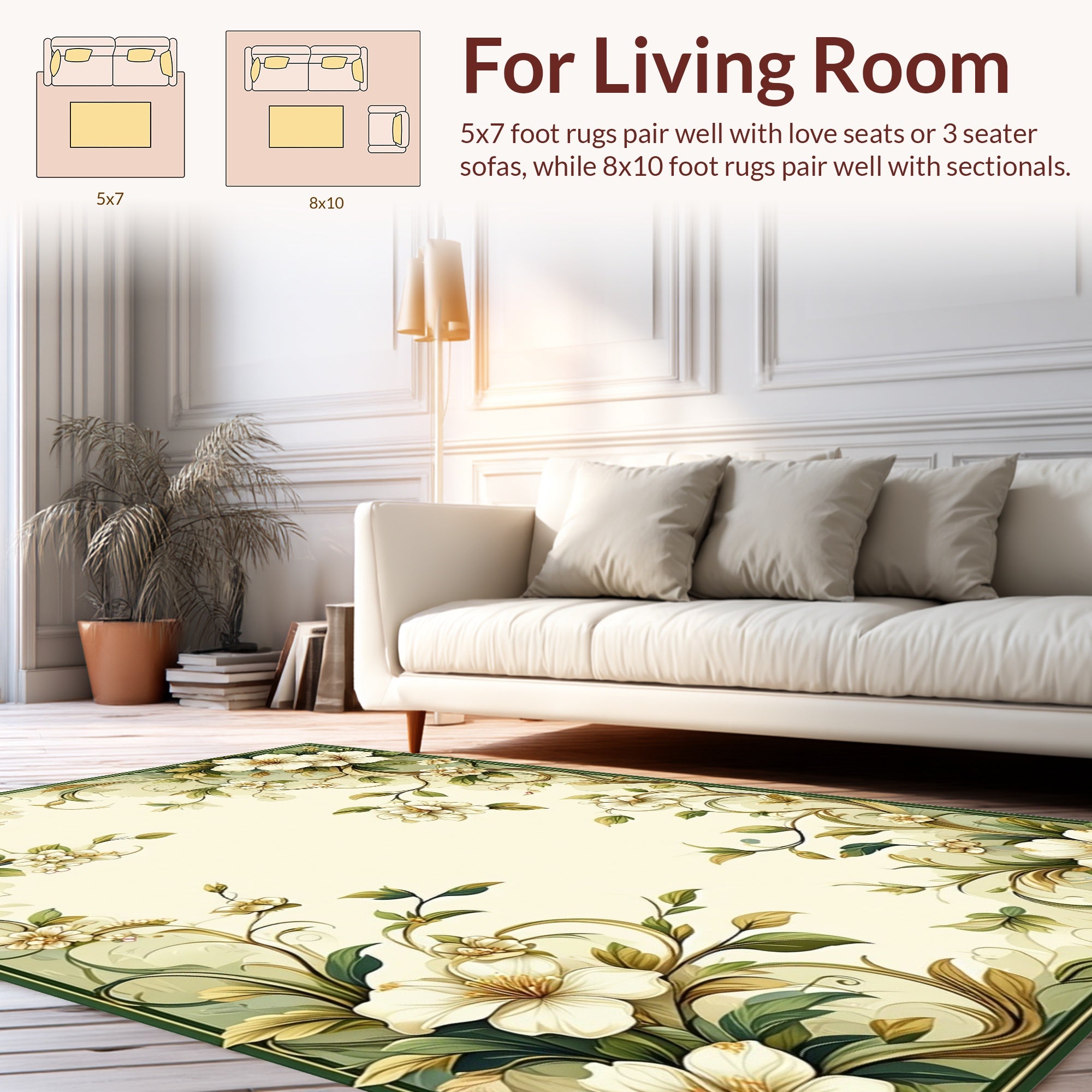 Elegant Floral Vine Pattern Rug