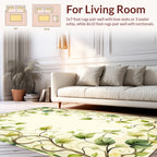 Green Vine Scroll Patterned Art Rug