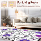 Whimsical Floral Paw Print Pattern Rug