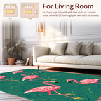 Pink Flamingo Tropical Leaf Pattern Rug