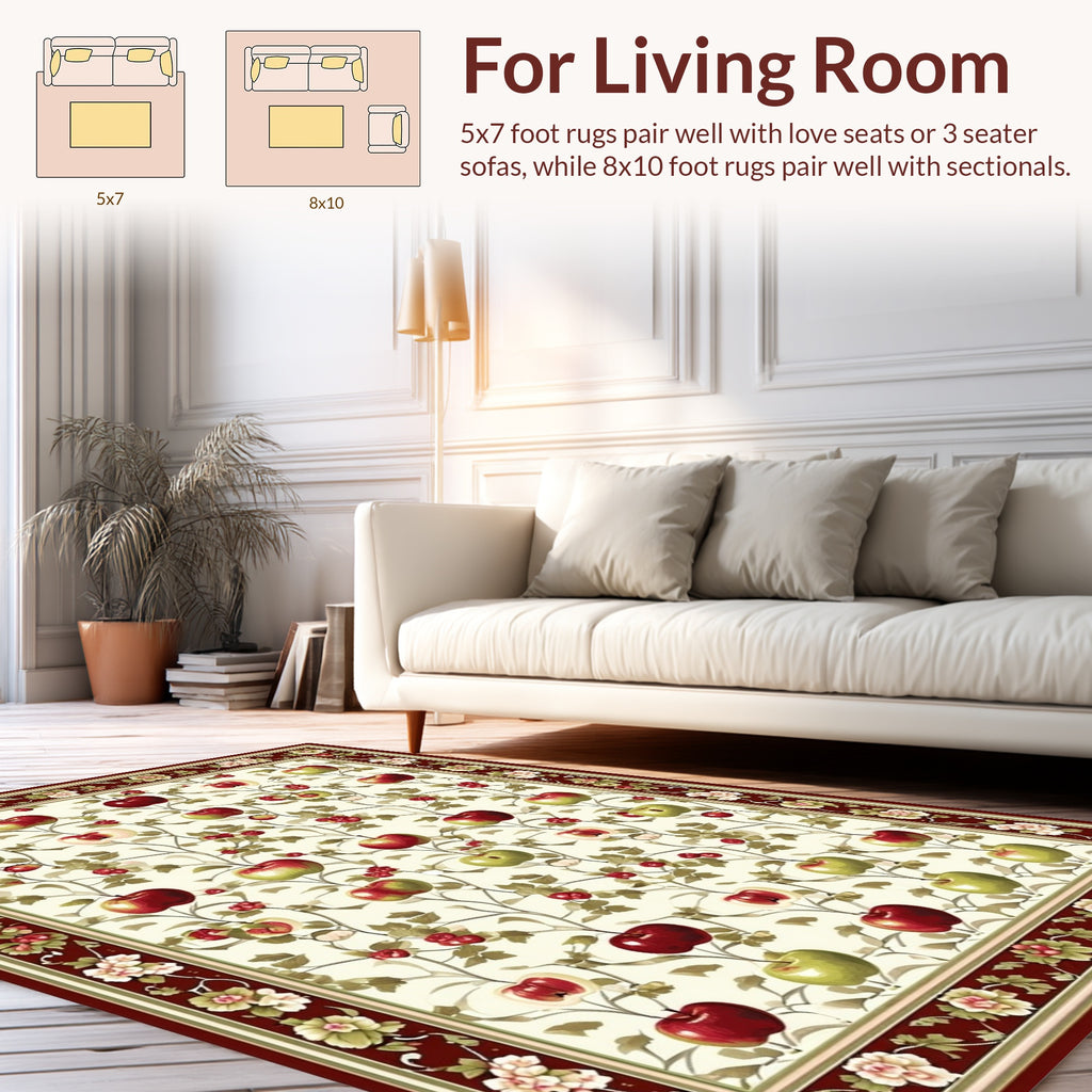 Farmhouse Apple Blossom Botanical Design Rug