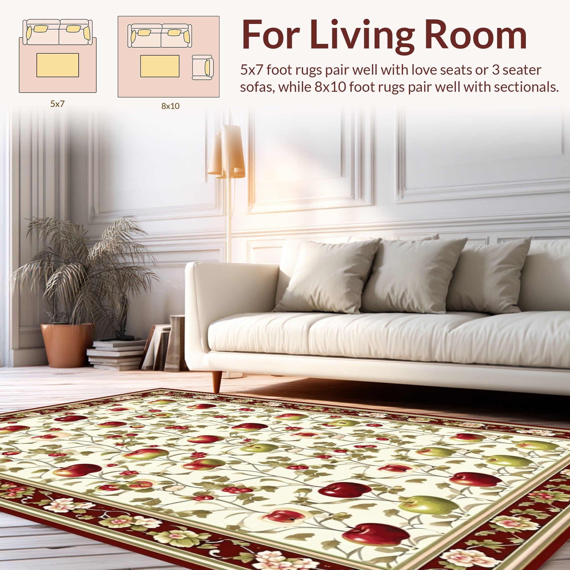 Farmhouse Apple Blossom Botanical Design Rug