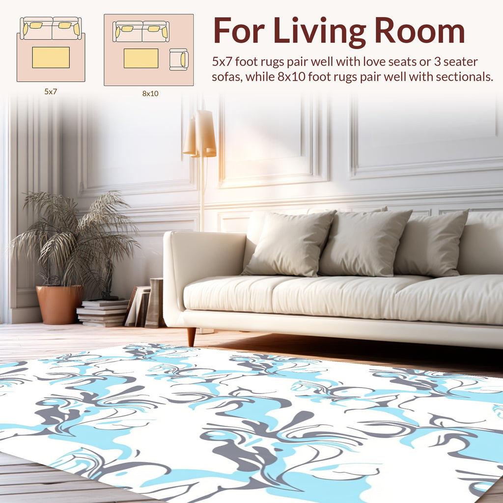 Abstract Blue Sky Swirls Pattern Rug