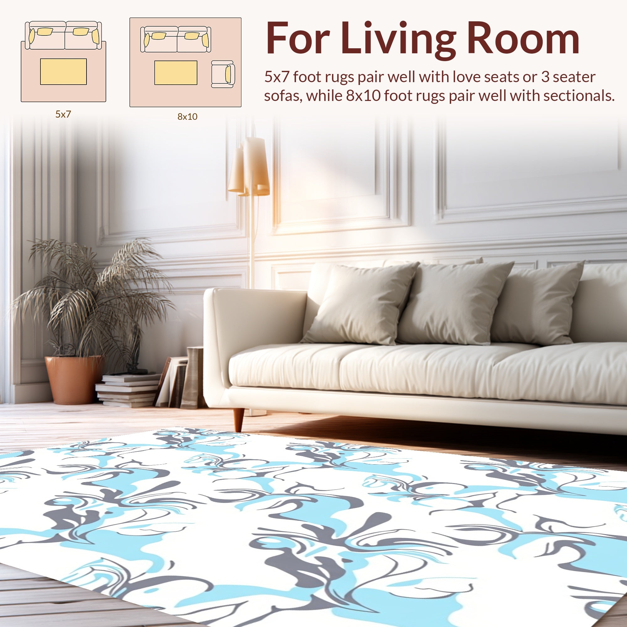 Abstract Blue Sky Swirls Pattern Rug
