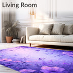 Enchanted Violet Garden Butterflies Rug