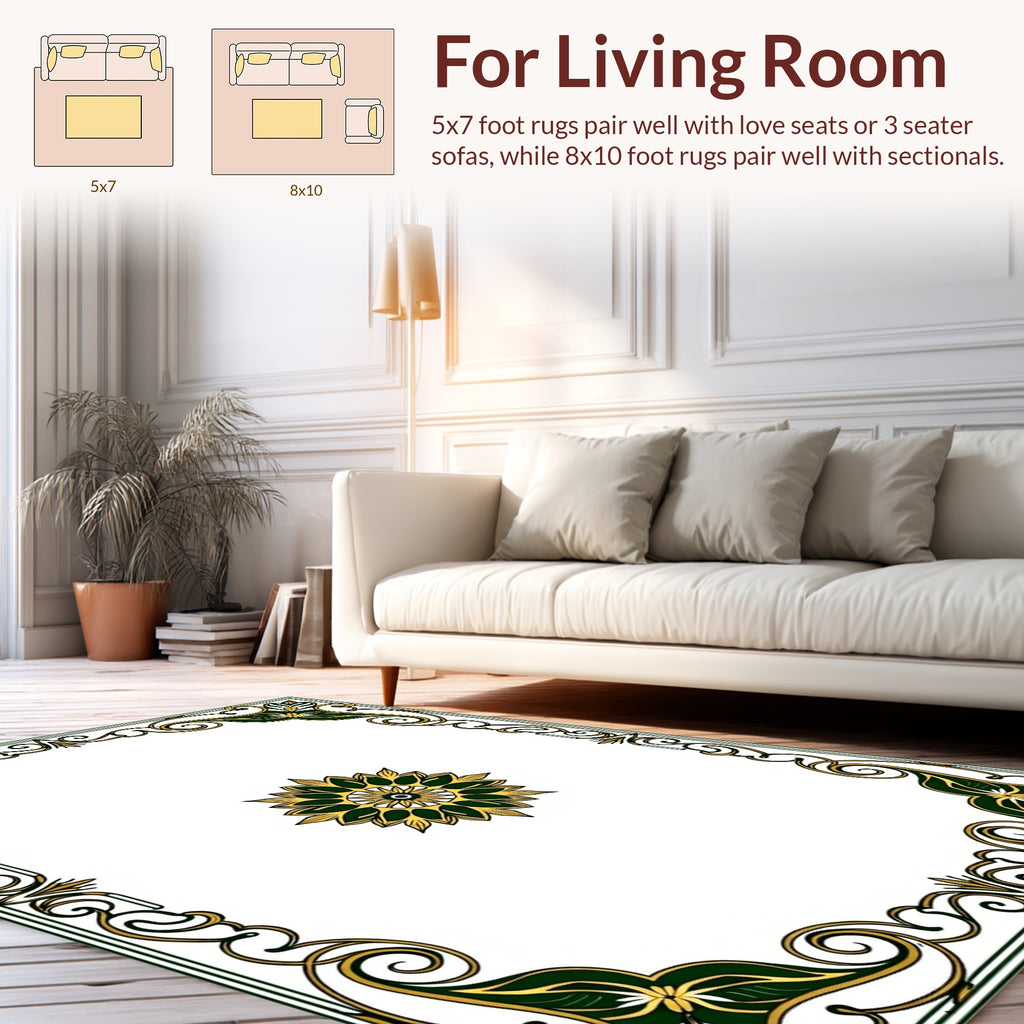 Elegant Scrollwork Floral Frame Design Rug