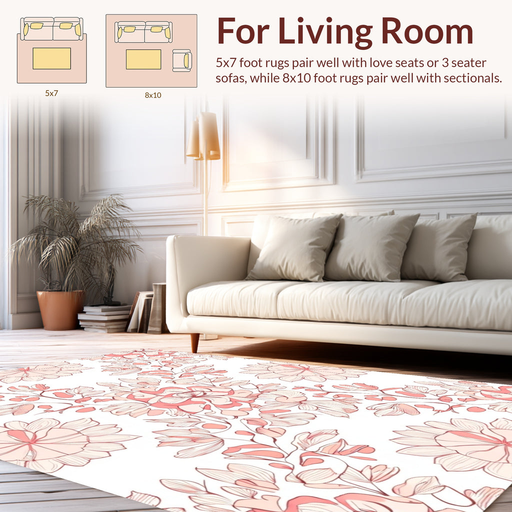 Delicate Floral Branches With Outline Detail Rug