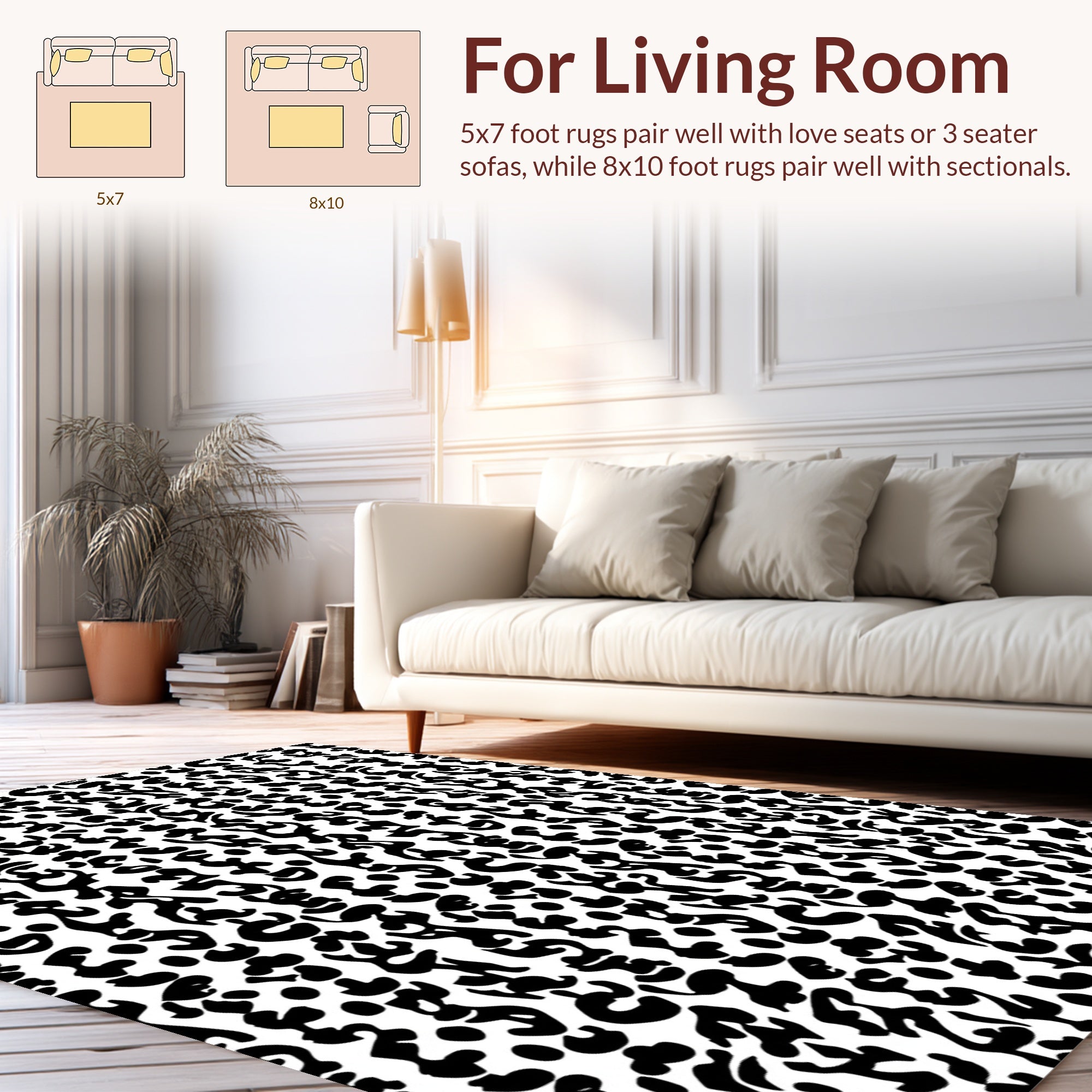 Abstract Black White Organic Spots Rug