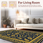 Ornate Blue And Gold Floral Rug