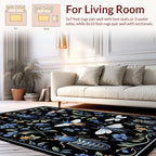 Dark Floral Insect Bug Pattern Rug