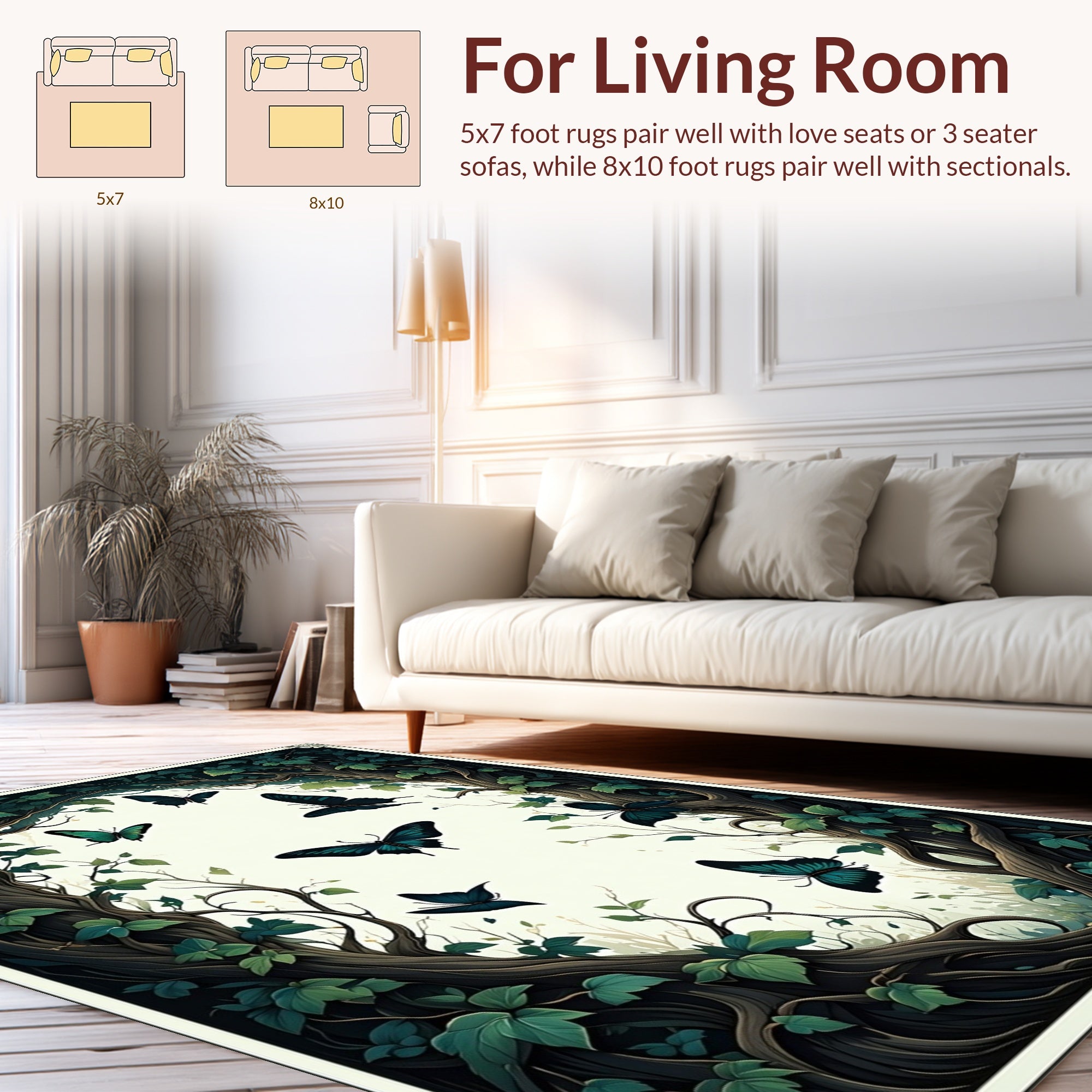 Enchanted Forest Butterfly Garden Rug