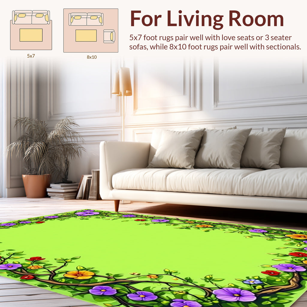 Vibrant Floral Vine Inspired Design Rug