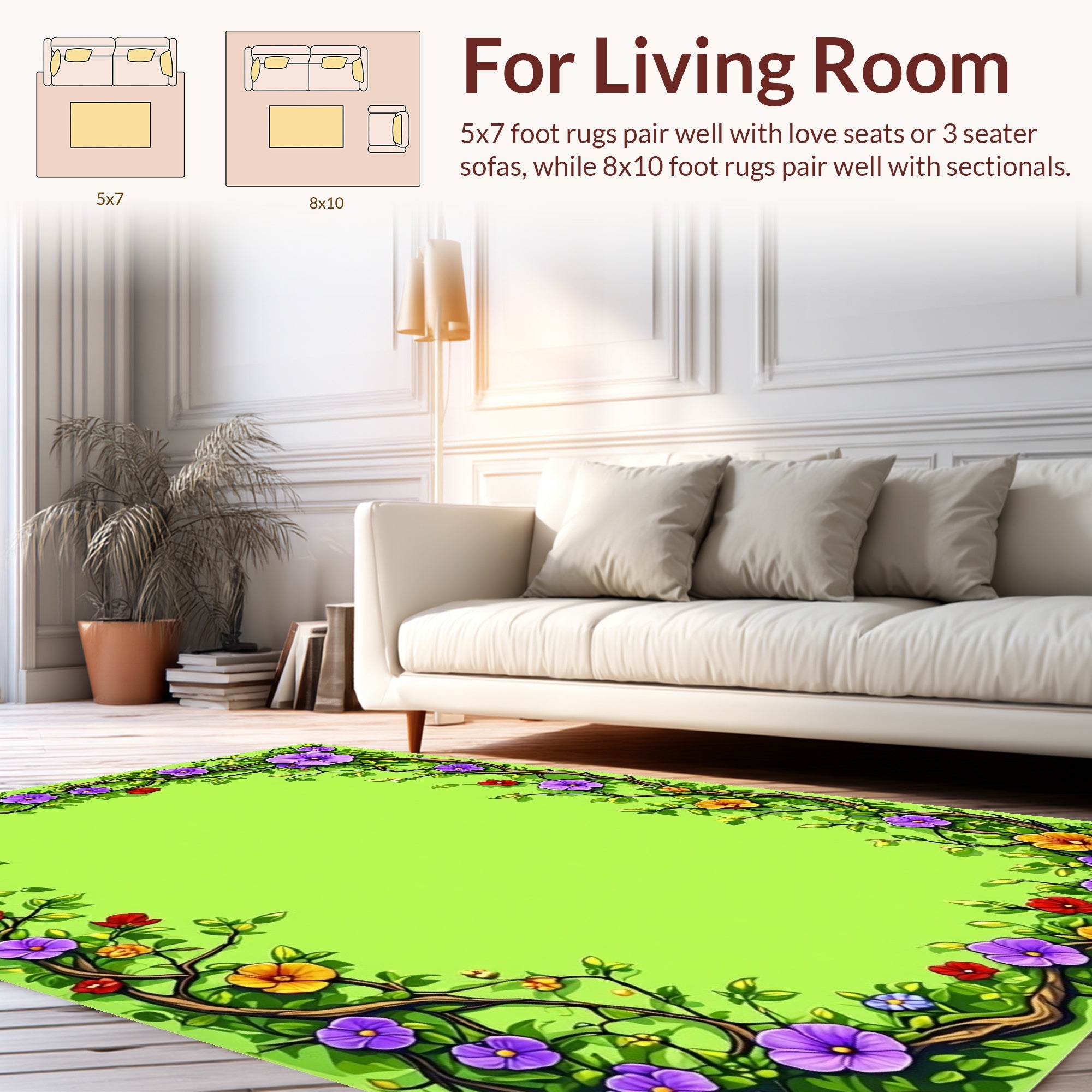 Vibrant Floral Vine Inspired Design Rug