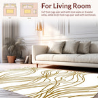 Wavy Gold Lines Abstract Rug
