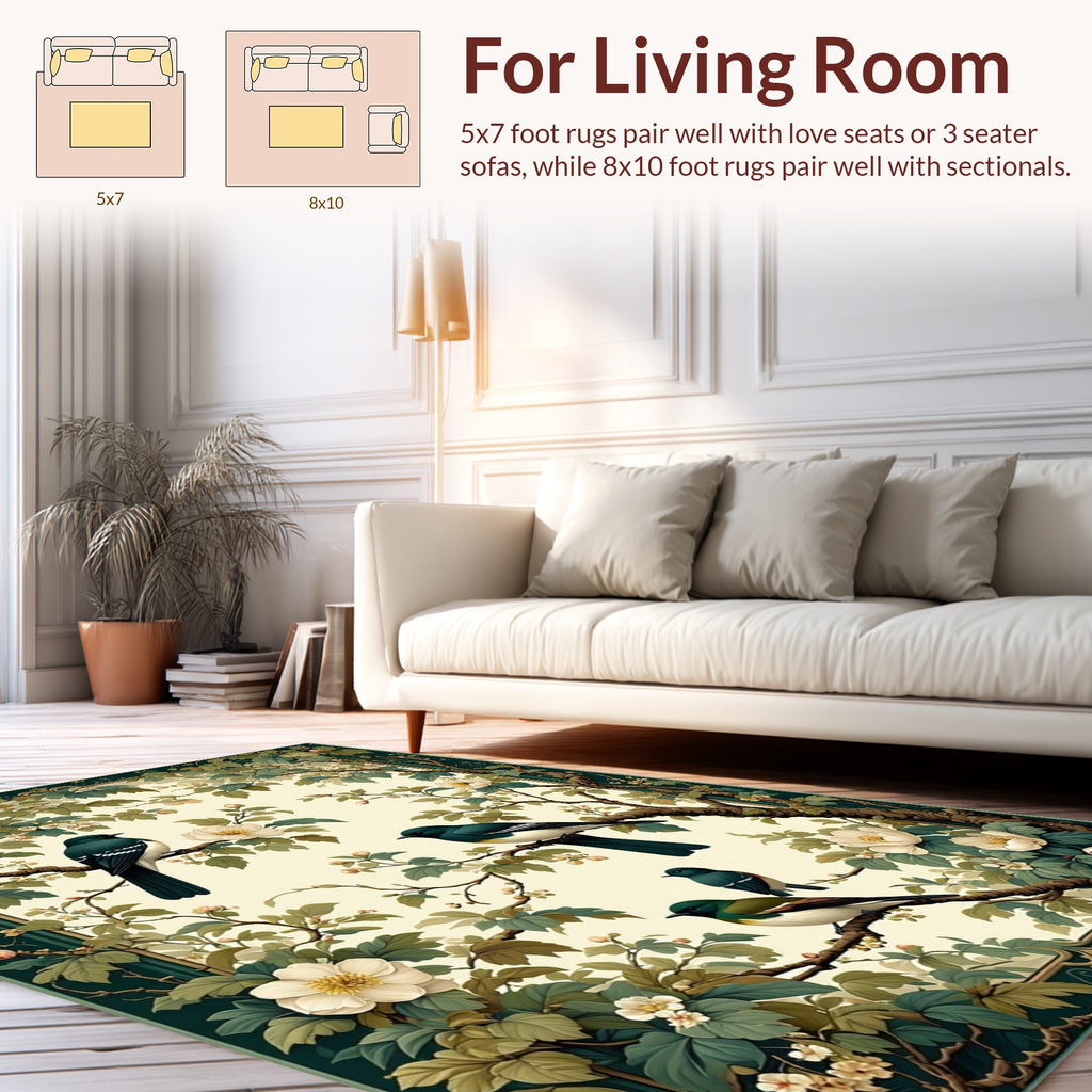 Vintage Birds and Blossoms Nature Rug