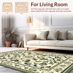 Elegant Floral Scroll Medallion Pattern Rug