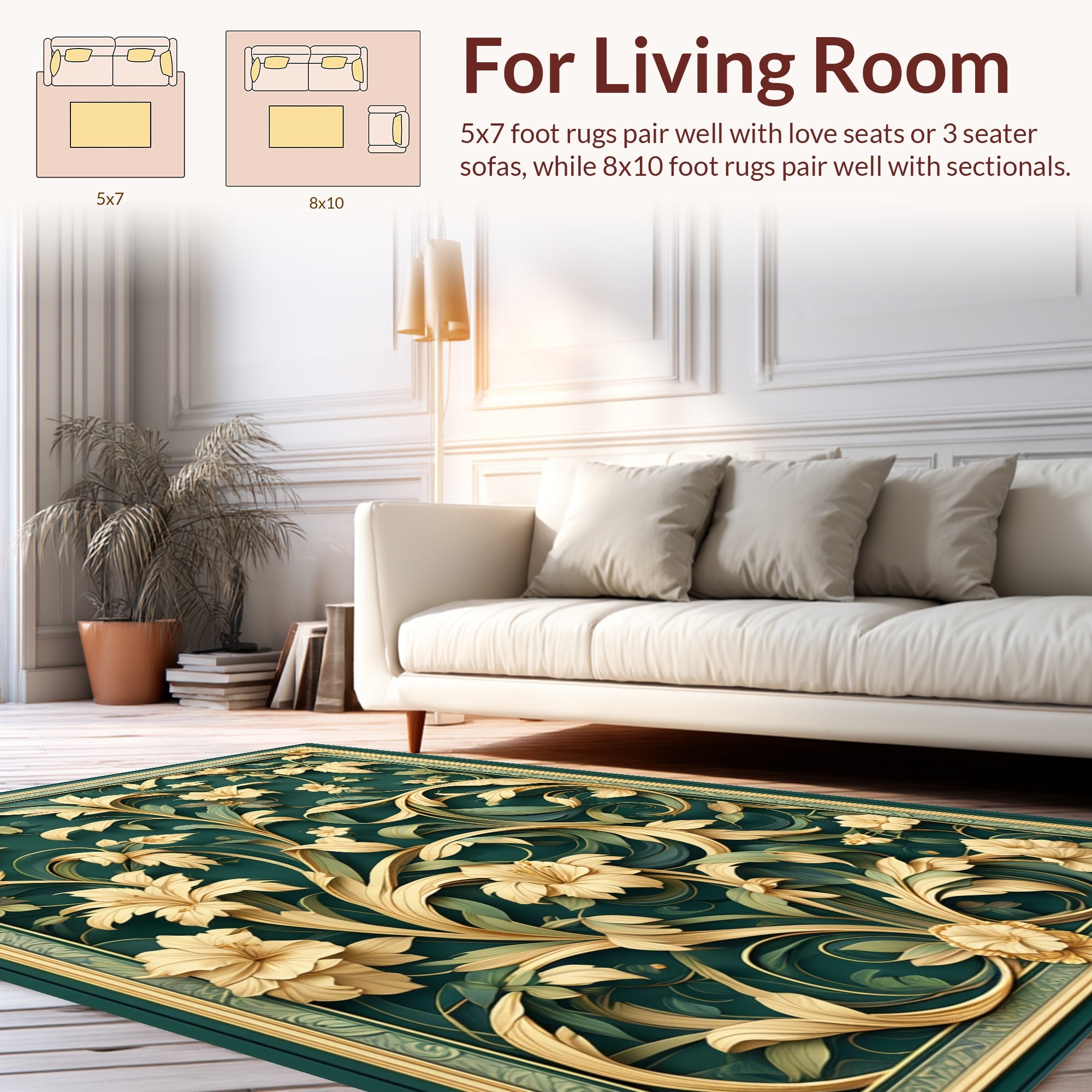 Elegant Floral Vine Pattern Rug