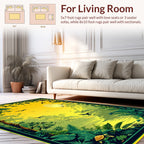 Lush Jungle River Wildlife Scene Rug