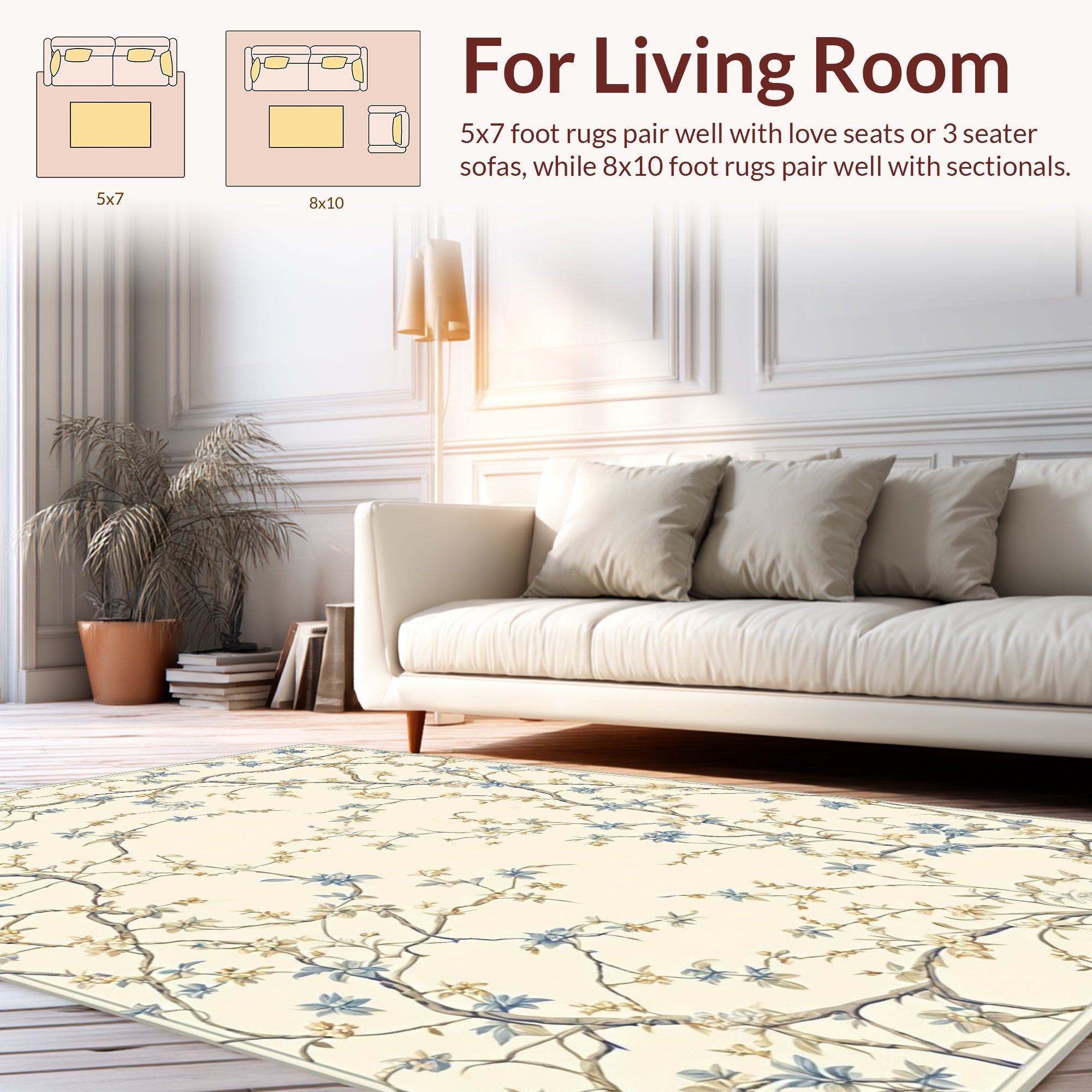 Blossom Branches On Cream Background Rug