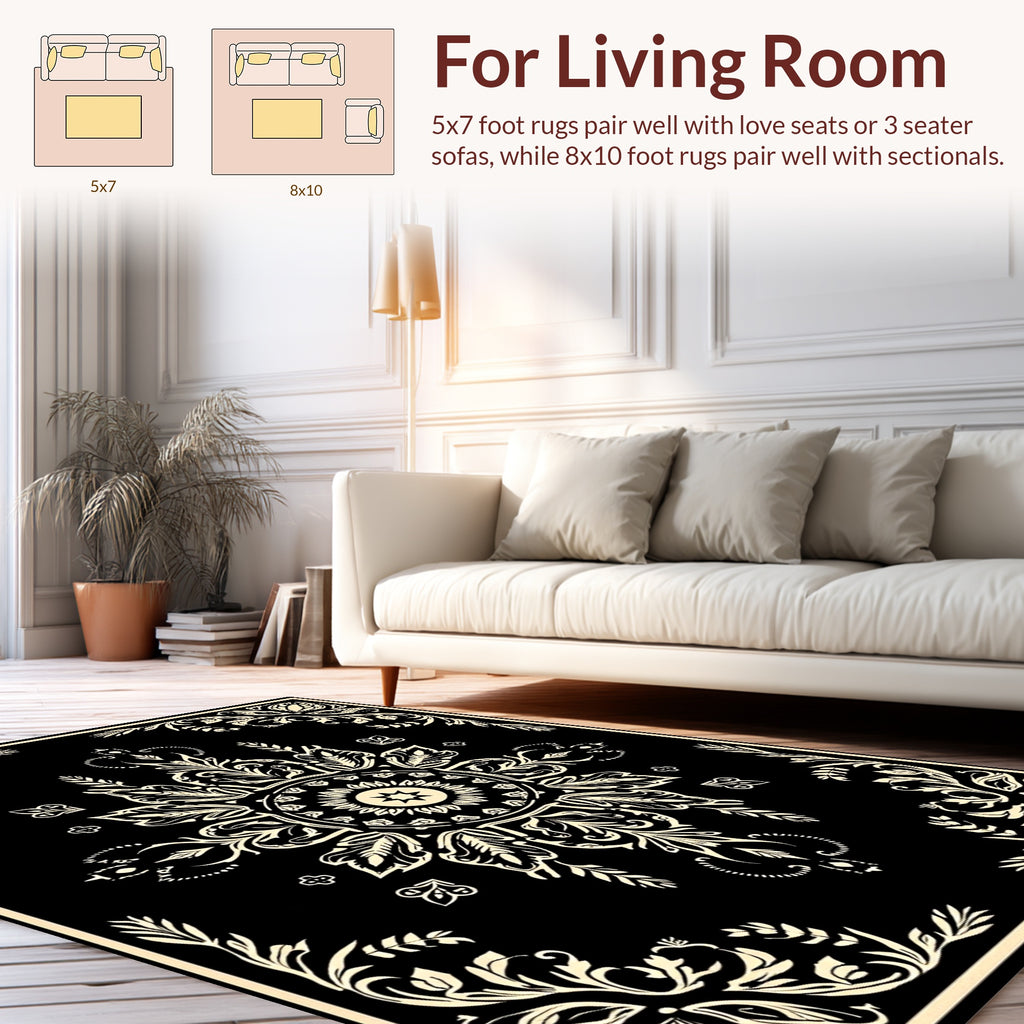 Ornate Floral Medallion Pattern Rug