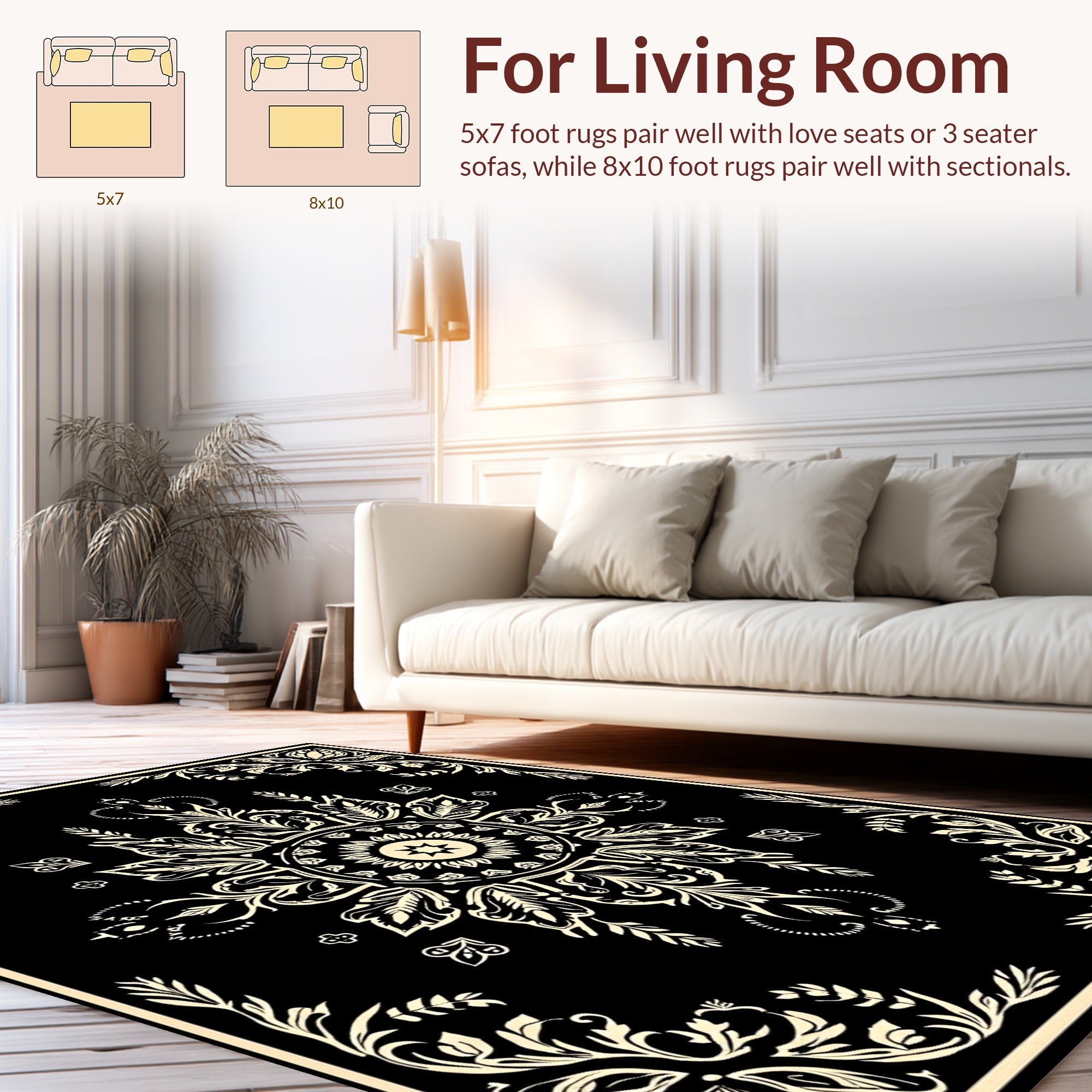 Ornate Floral Medallion Pattern Rug