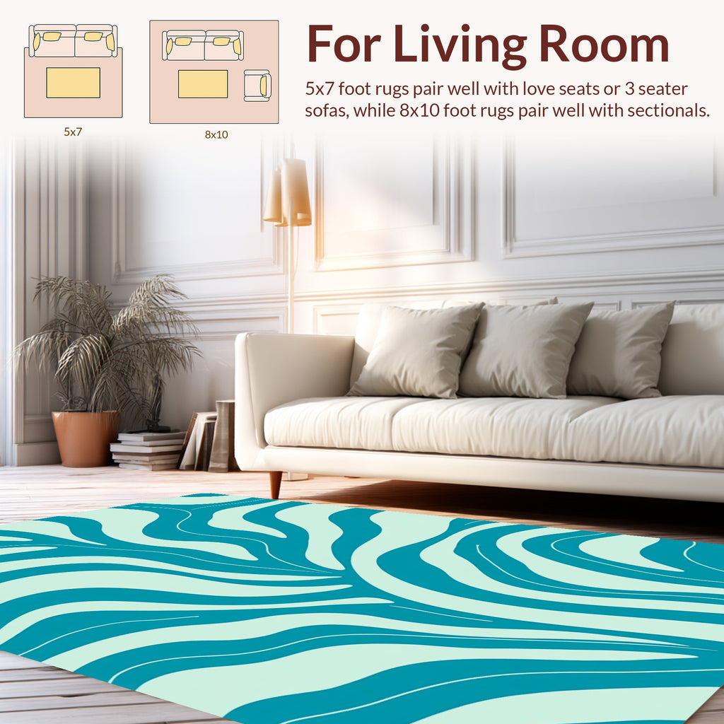 Aqua Organic Waves Design Rug