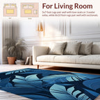 Lush Blue Leaf Pattern Design Rug