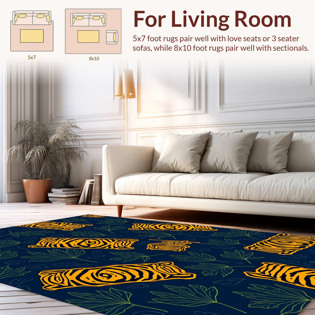 Bold Tiger Stripe Leaf Pattern Rug
