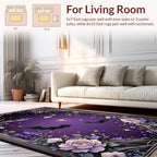 Whimsical Bats Floral Night Sky Rug