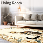 Floral Cat Archway Cream and Gold Rug