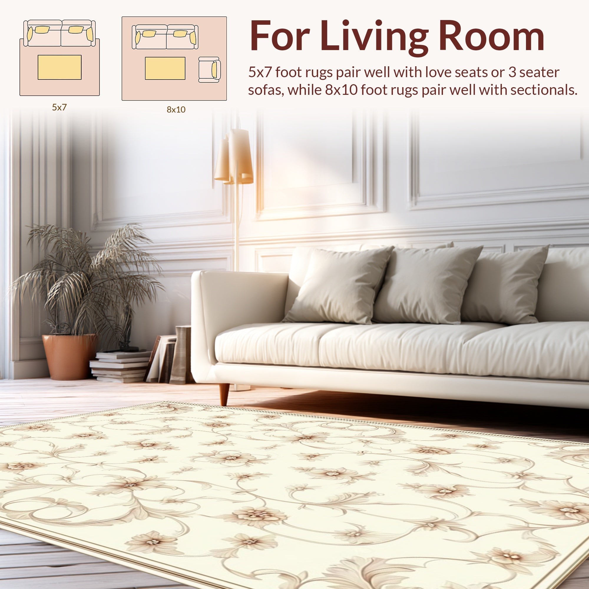 Elegant Floral Baroque Inspired Rug